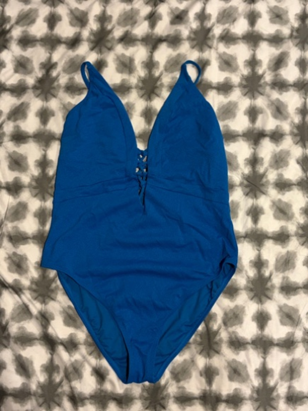 Jessica Simpson Royal Blue One-Piece Swimsuit with Lace-Up Front